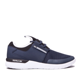 Supra Mens FLOW RUN Low Top Shoes Navy/white | US-10345